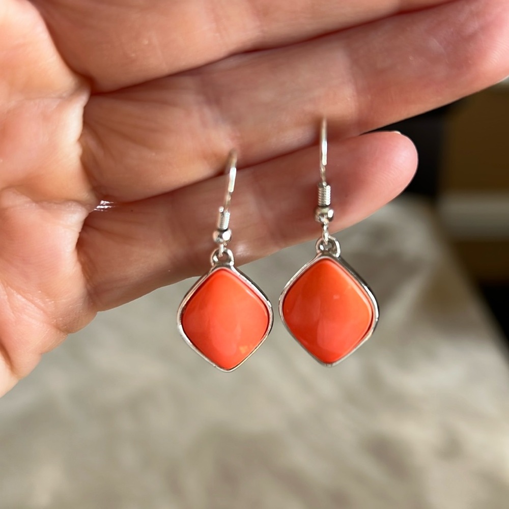 Orange/Coral Dangle Earrings